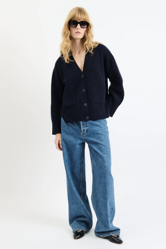 CARDIGAN DE PUNTO AZUL MARINO OXFORD | BELLEPIECE