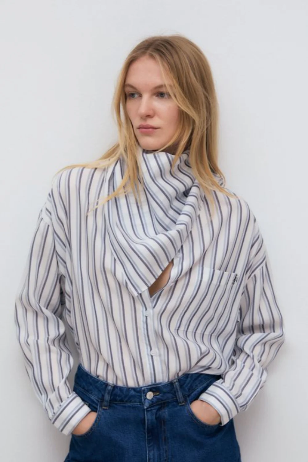 CAMISA AZUL RAYAS ESTELA | THE NEW SOCIETY