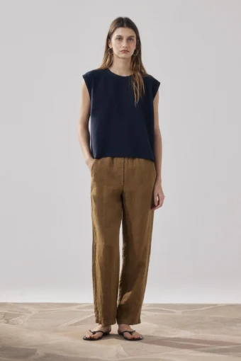 PANTALÓN DE LINO BRONCE PIROL | HARTFORD