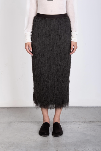 FALDA MIDI CON TEXTURA Y FLECOS | ALYSI