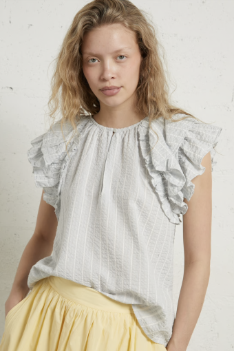 TOP CON CUELLO REDONDO AZUL CARMEN | BELLEPIECE