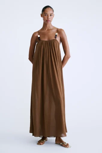 VESTIDO LARGO DE TIRANTES APRICOT | LOVE STORIES