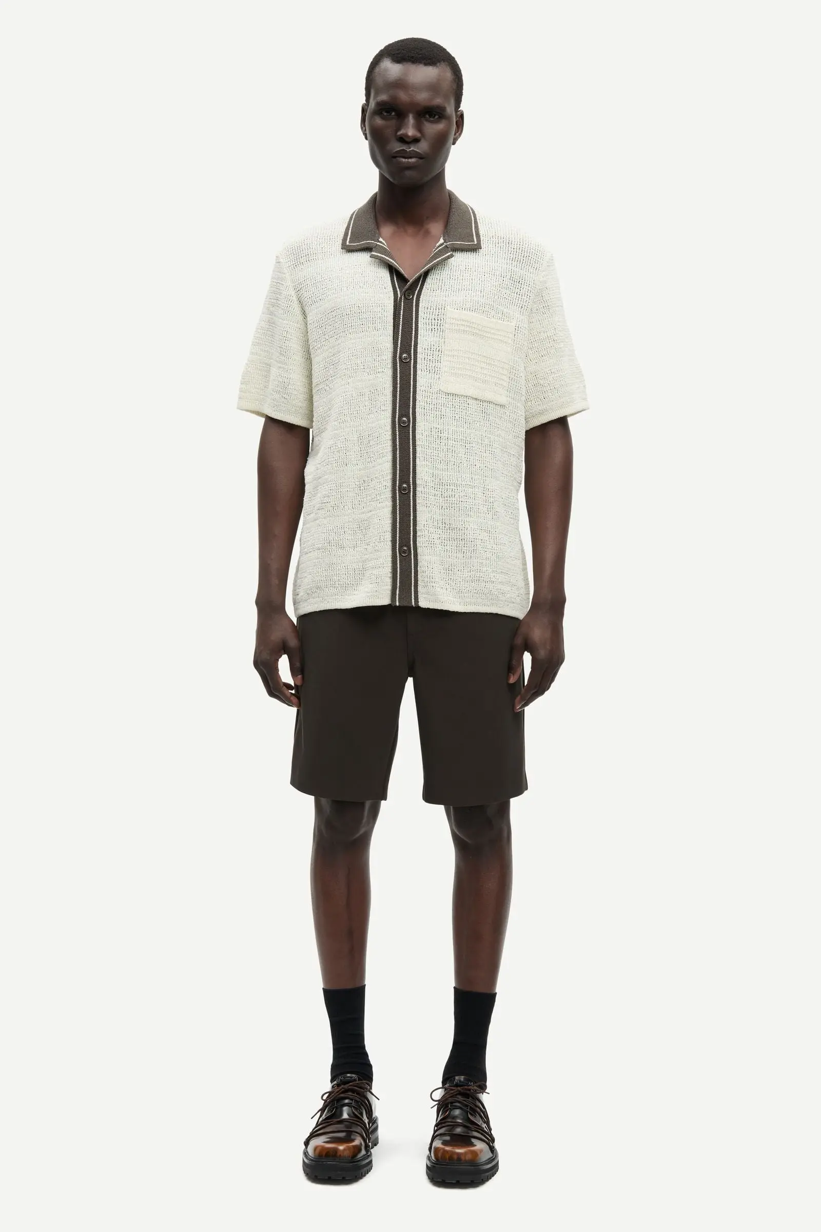 CAMISA DE PUNTO MANGA CORTA CREMA | SAMSOE SAMSOE