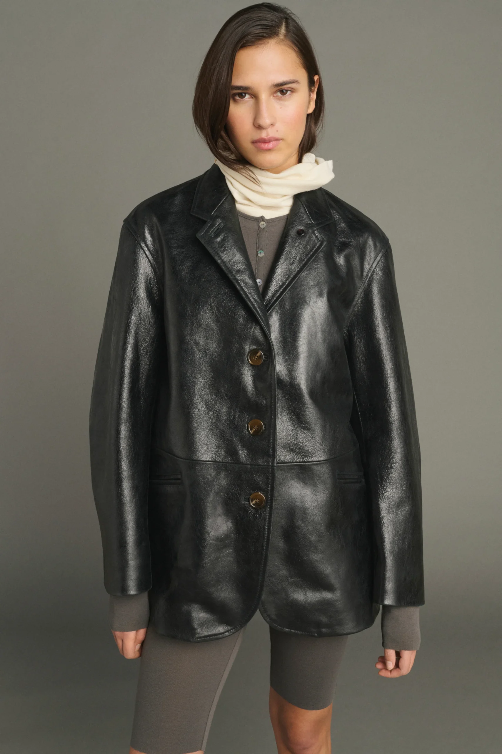 BLAZER DE CUERO ENVEJECIDO LUCIANO | SOEUR PARÍS