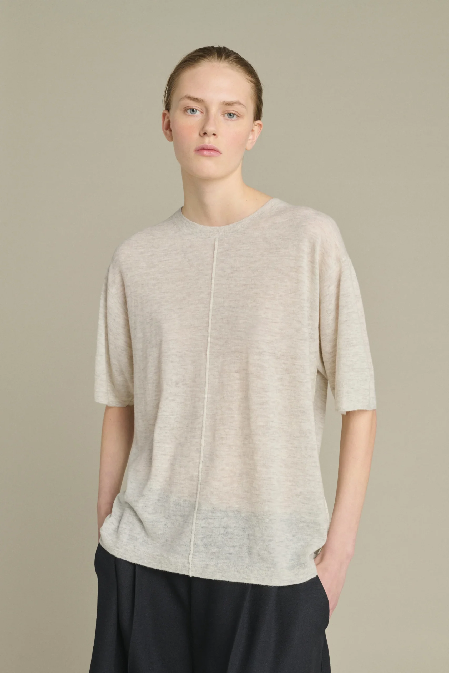 CAMISETA KYO GRIS CLARO DE LANA Y ALPACA SOEUR