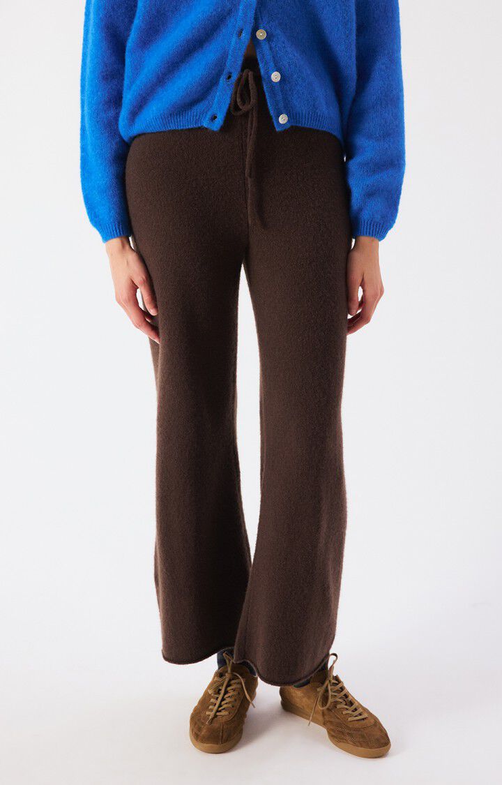 PANTALÓN DE PUNTO DAMSVILLE MARRÓN JASPEADO DE LANA AMERICAN VINTAGE