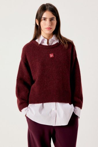 JERSEY DE PUNTO EAST VERDE JASPEADO DE ALPACA Y LANA AMERICAN VINTAGE