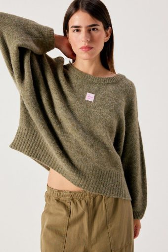 JERSEY EAST VERDE JASPEADO DE ALPACA Y LANA AMERICAN VINTAGE