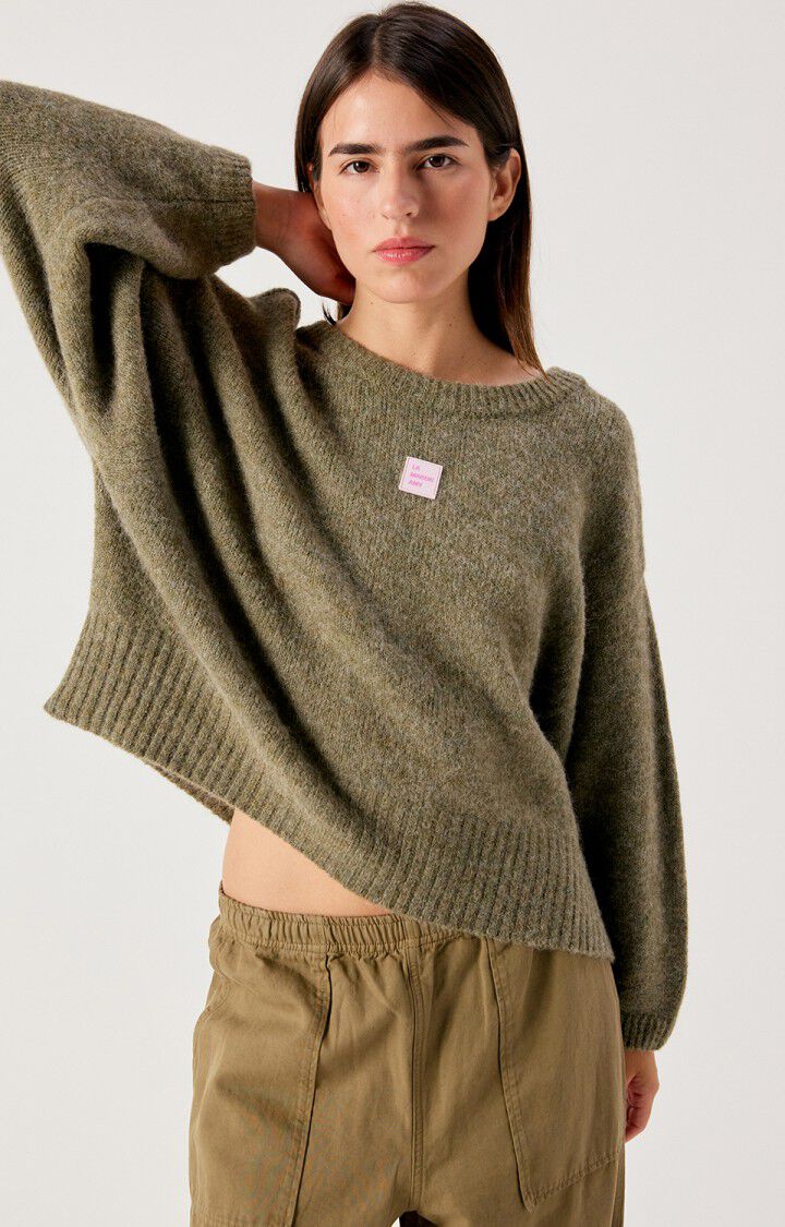 JERSEY EAST VERDE JASPEADO DE ALPACA Y LANA AMERICAN VINTAGE