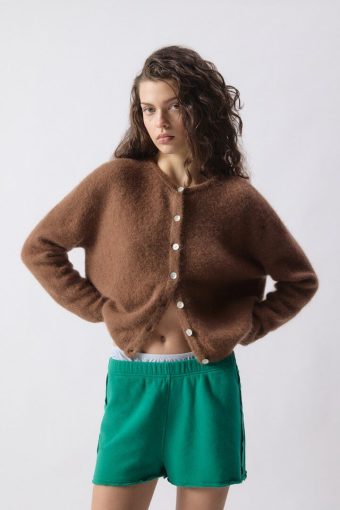 CHAQUETA DE PUNTO VITOW CHOCOLATE MOTEADO DE ALPACA Y LANA AMERICAN VINTAGE