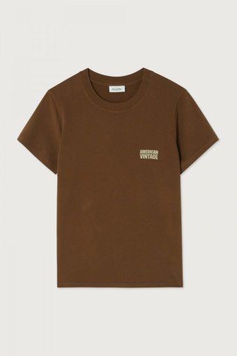 CAMISETA YKOBOW MARRÓN MOCA DE ALGODÓN AMERICAN VINTAGE