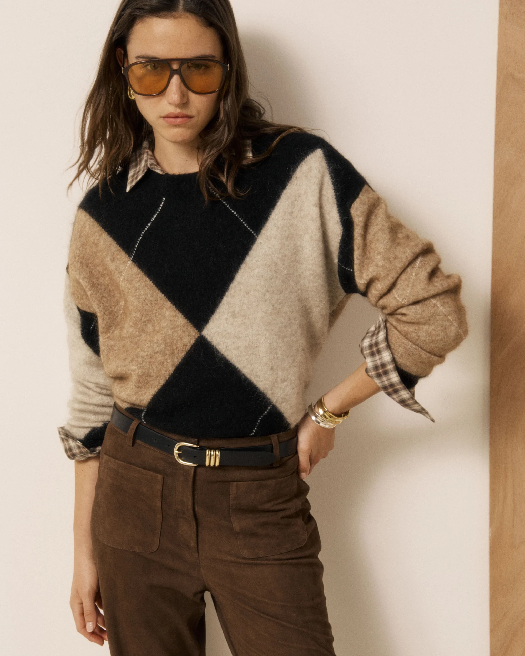 JERSEY MATHY DE MOHAIR JACQUARD NEGRO Y BEIGE HARTFORD