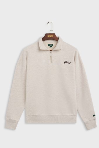 SUDADERA UNISEX OVERSIZE QUARTER ZIP BEIGE THE MERCER BRAND