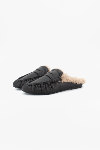 MULE PIPER WINTER NEGRO DE PIEL Y SHEARLING TORAL