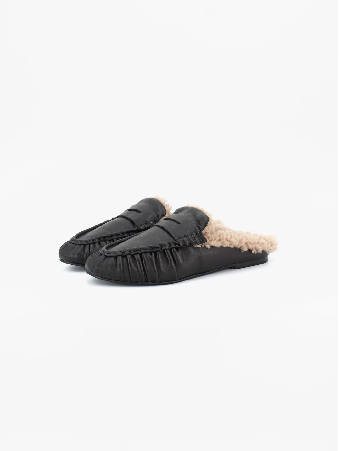 MULE PIPER WINTER NEGRO DE PIEL Y SHEARLING TORAL
