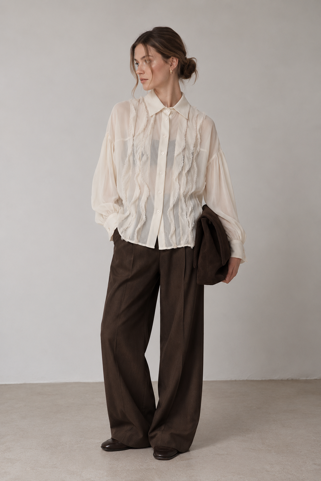 CAMISA CON FLECOS CRUDO PHILIA LOFT