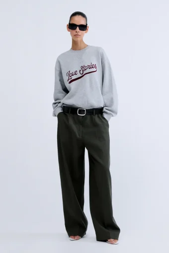 SUDADERA OVERSIZE SLOANE GRIS CLARO LOVE STORIES