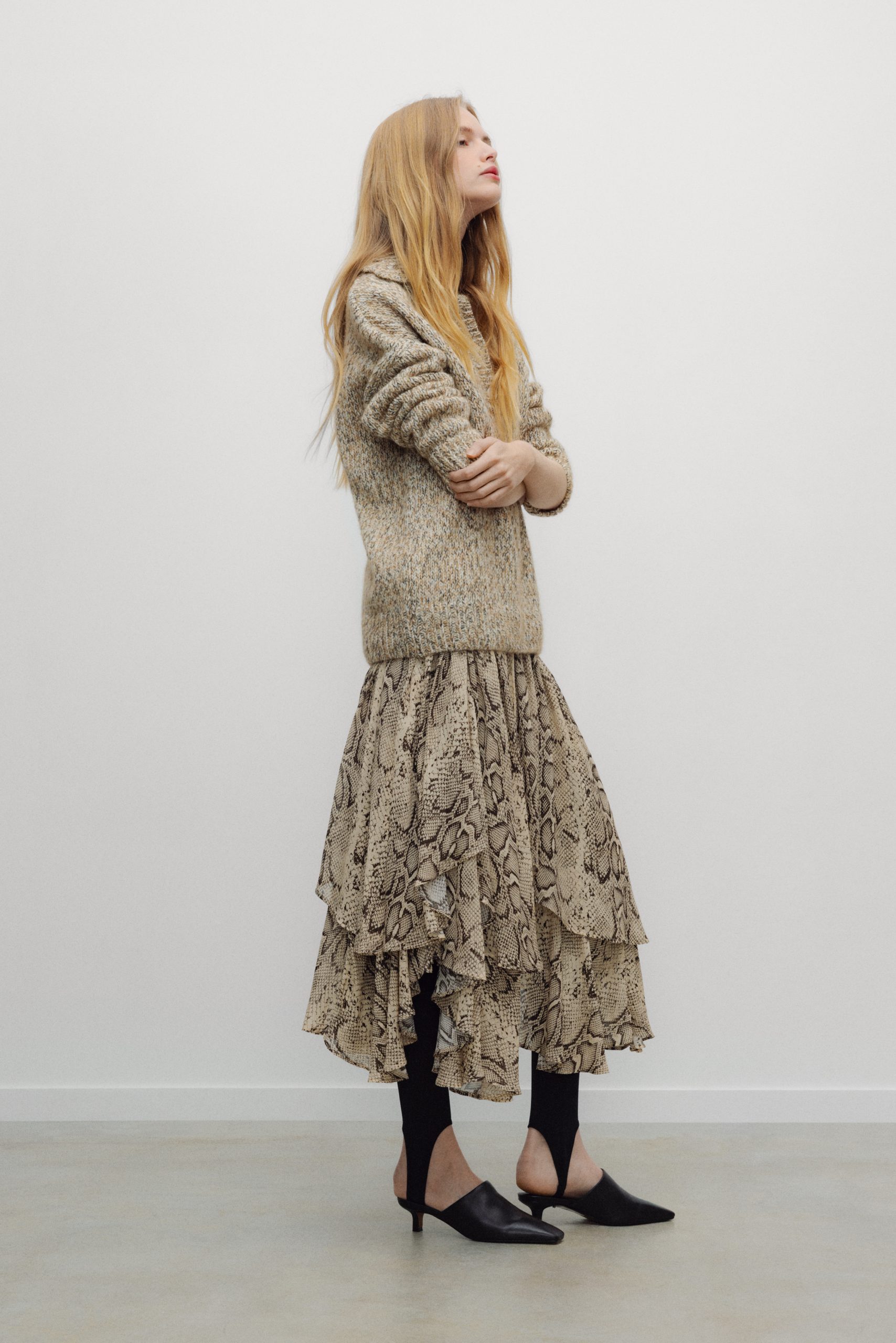 FALDA MIDI ASIMÉTRICA ISLEY SNAKE PRINT THE NEW SOCIETY