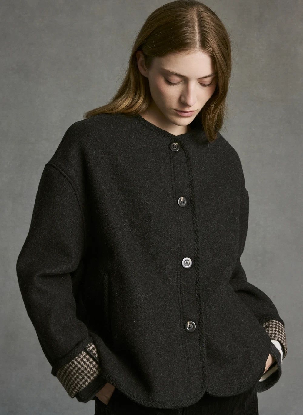 CHAQUETA MARCEAU DE LANA GRIS OSCURO HOD PARIS